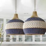 Blue Rattan Pendant Light Handmade Unique Round Lamps Luminatura (1)