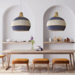 Blue Rattan Pendant Light Handmade Unique Round Lamps Luminatura (2)