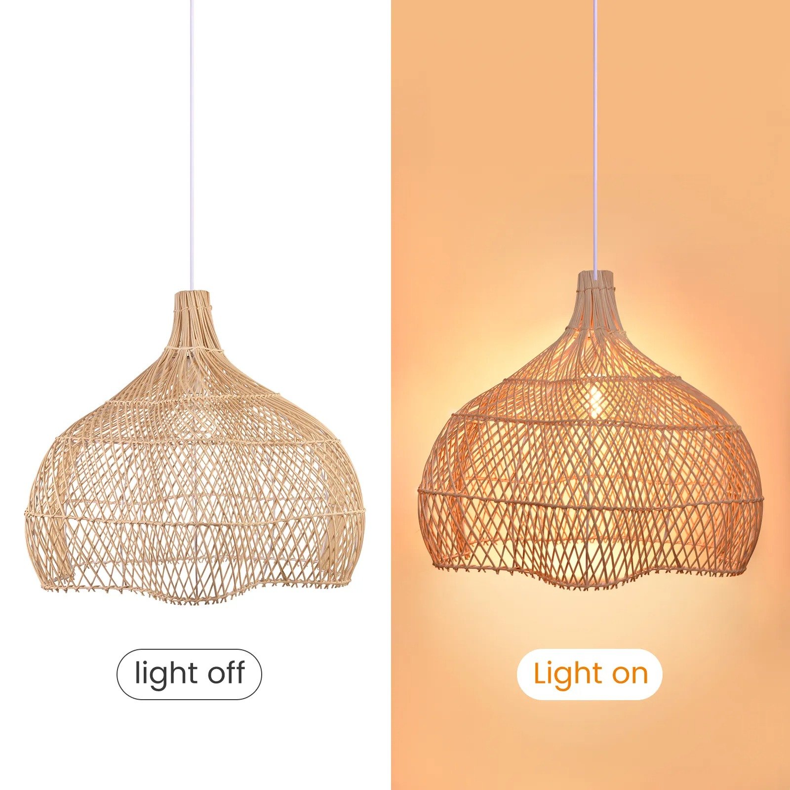 Light On Off Rattan Pendant Light Luminatura